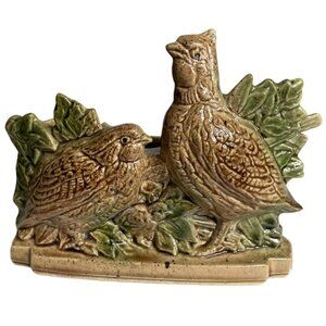 Vintage McCoy Quail USA Ceramic Bird Pheasants Family Nest Planter